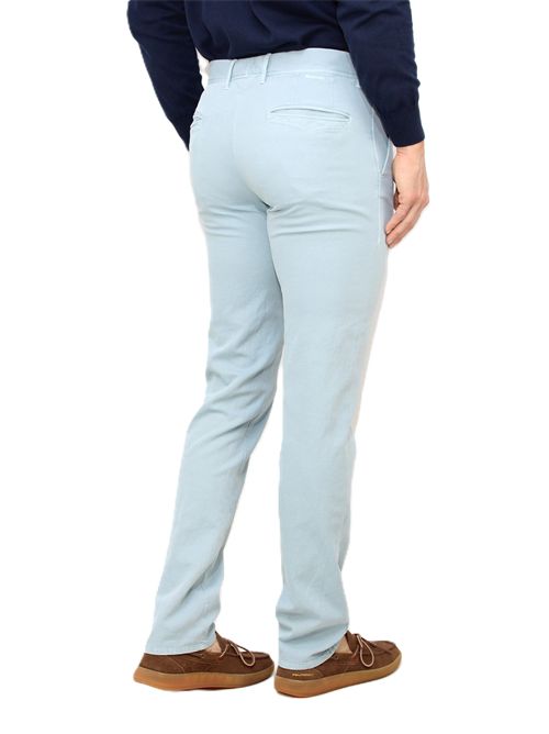 Pantalone slim fit in cotone e lino stretch azzurro polvere Incotex Slacks | 18S10090936842